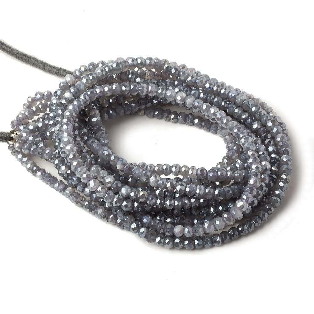 5mm Mystic Platinum Moonstone faceted rondelles 16 inch 100 beads A - Beadsofcambay.com