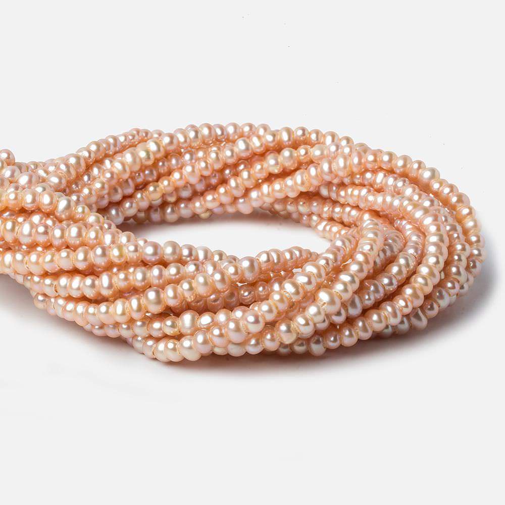 5mm Peach Blush Off Round 2.5mm Large Hole Pearls 15 inch 100 pieces - Beadsofcambay.com