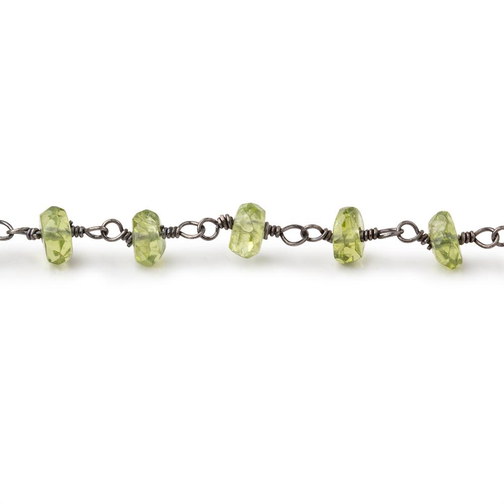 5mm Peridot faceted rondelle Black Gold plated Chain - Beadsofcambay.com