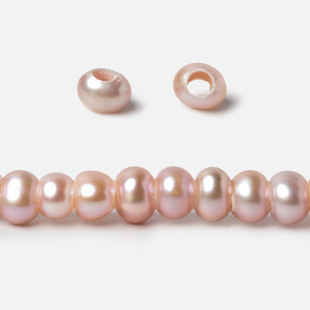 5mm Rose Pink Off Round 2.5mm Large Hole Pearls 15 inch 100 pieces - Beadsofcambay.com