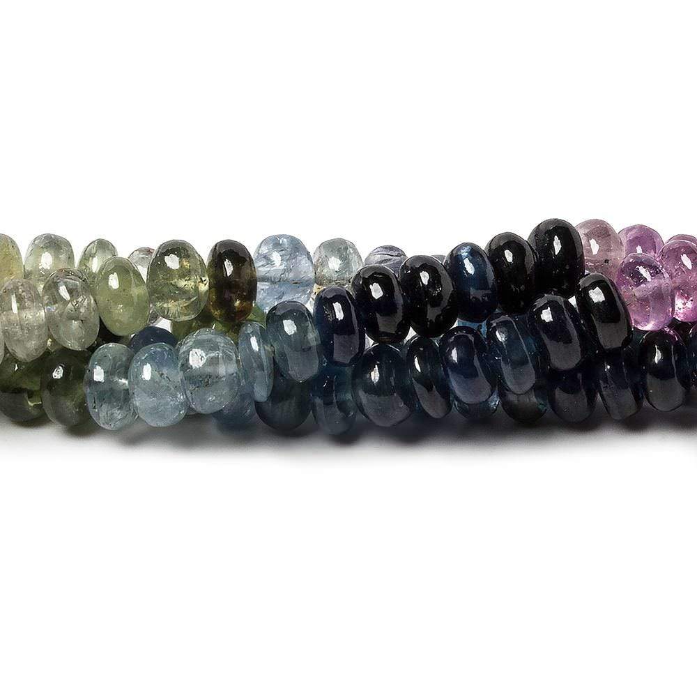 5mm Ruby & Multi Color Sapphire plain rondelles 18 inch 145 beads AA Grade - Beadsofcambay.com