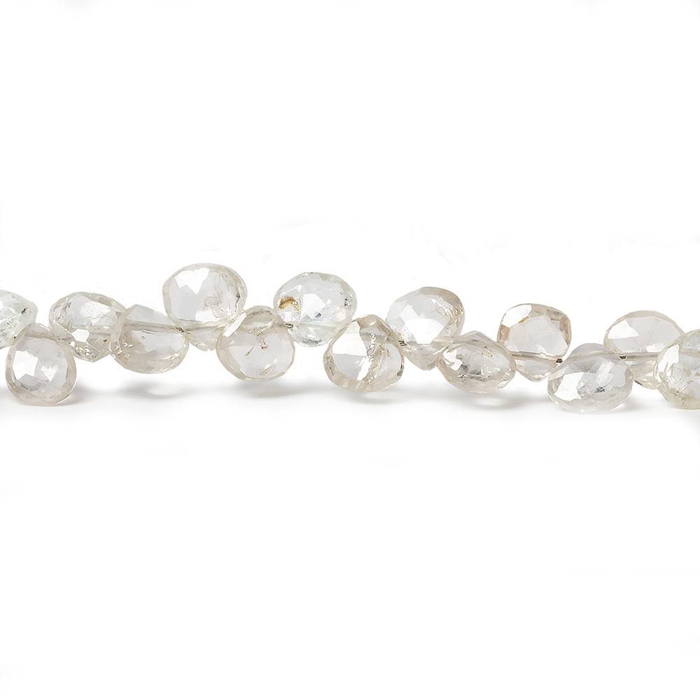 5mm White Zircon Faceted Heart Beads 8.5 inch 60 pieces - Beadsofcambay.com