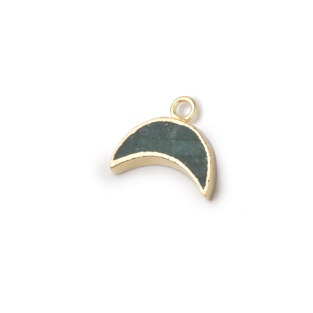 5x11mm Gold Leafed Emerald Crescent Moon Focal Pendant 1 piece - Beadsofcambay.com