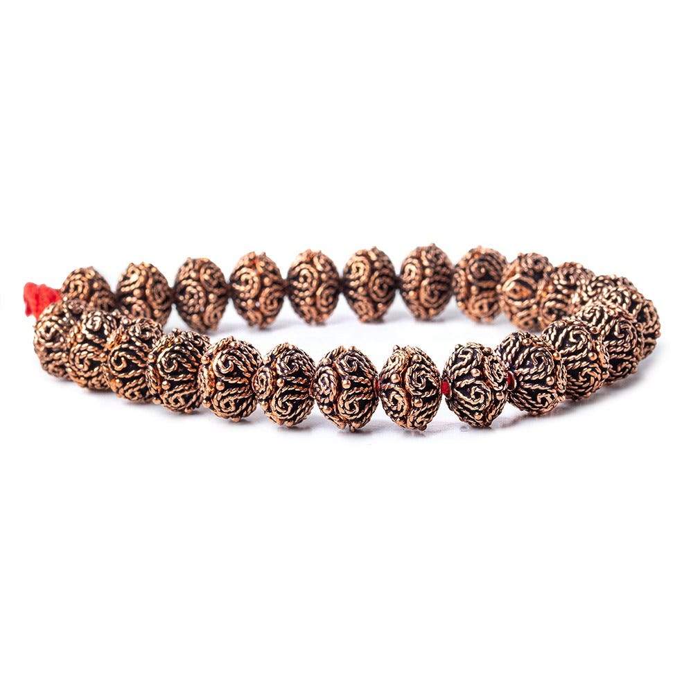 5x12x12mm Antiqued Copper Bead Cap with Bali Scalloped Edge Scroll 8 inch 48 pcs - Beadsofcambay.com