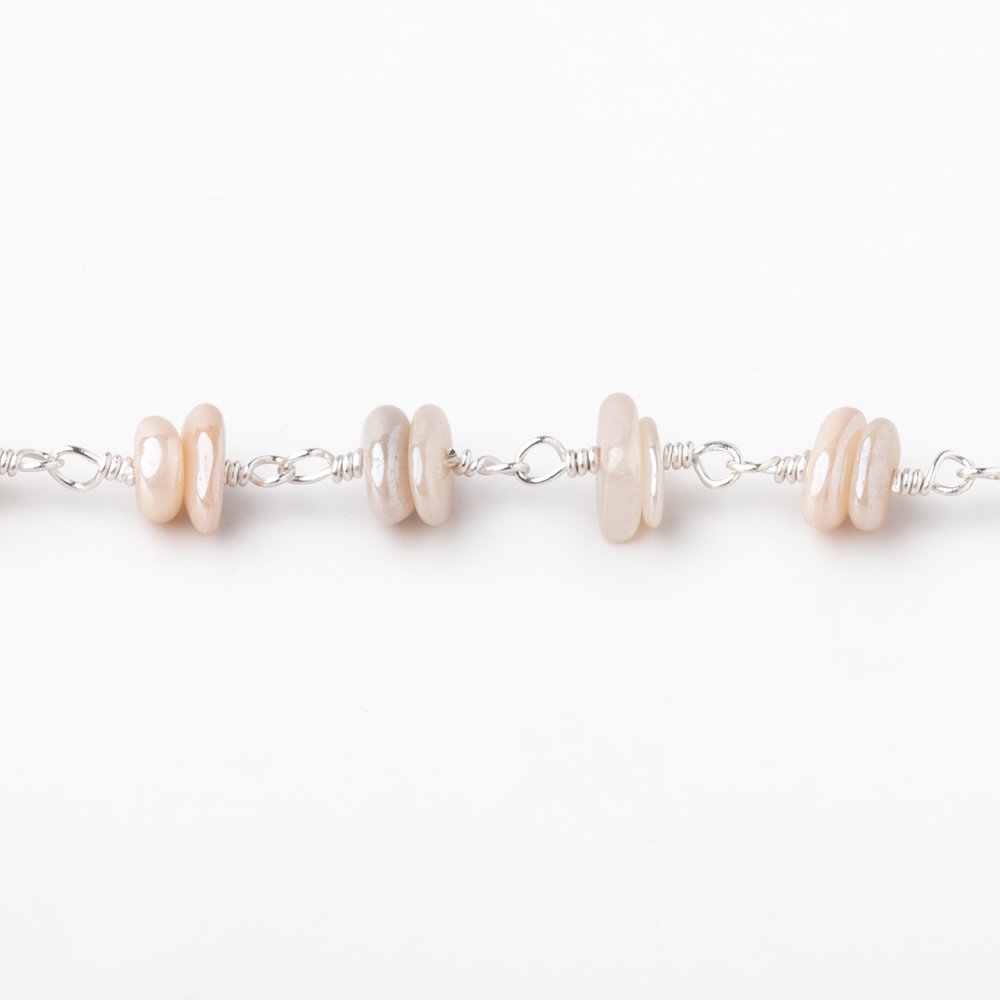 5x2mm Mystic Moonstone Plain Nugget Clusters on Silver Plated Chain - Beadsofcambay.com