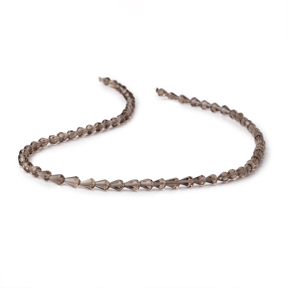 5x3-6x4mm Smoky Quartz Straight Drilled Faceted Tear Drops 14.5 inch 60 Beads - Beadsofcambay.com