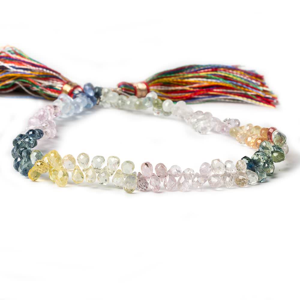 5x3mm Ceylon Sapphire Beads Tear Drop Briolette 8.75 inch 143 pieces - Beadsofcambay.com