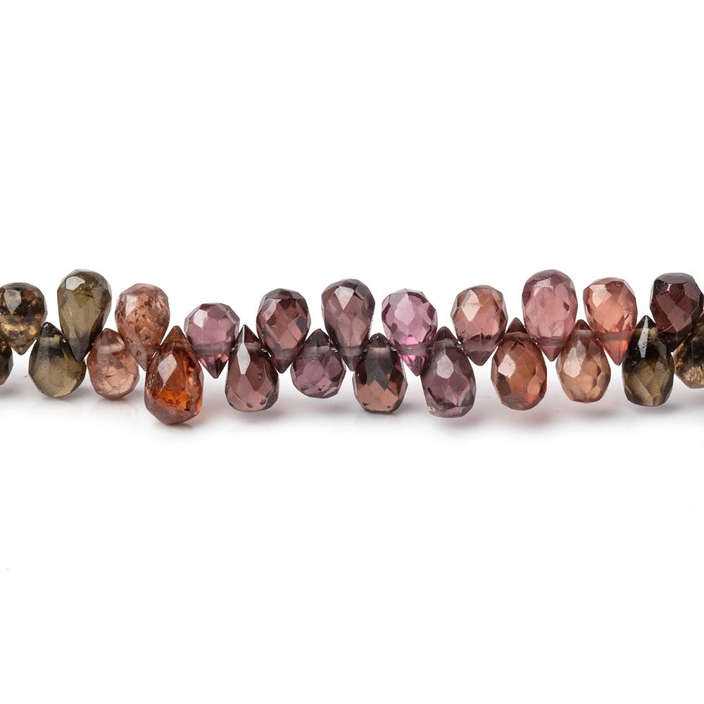 5x3mm Multi Color Tourmaline Faceted Tear Drop Beads 8 inch 108 pieces - Beadsofcambay.com