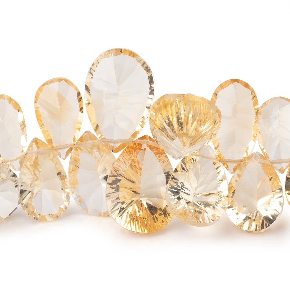 5x4-17x11mm Citrine Concave Faceted Pear Beads 8 inch 63 pieces AAA - Beadsofcambay.com