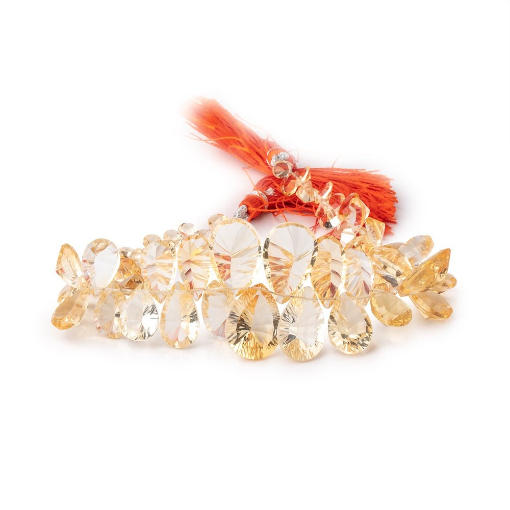 5x4-17x11mm Citrine Concave Faceted Pear Beads 8 inch 63 pieces AAA - Beadsofcambay.com