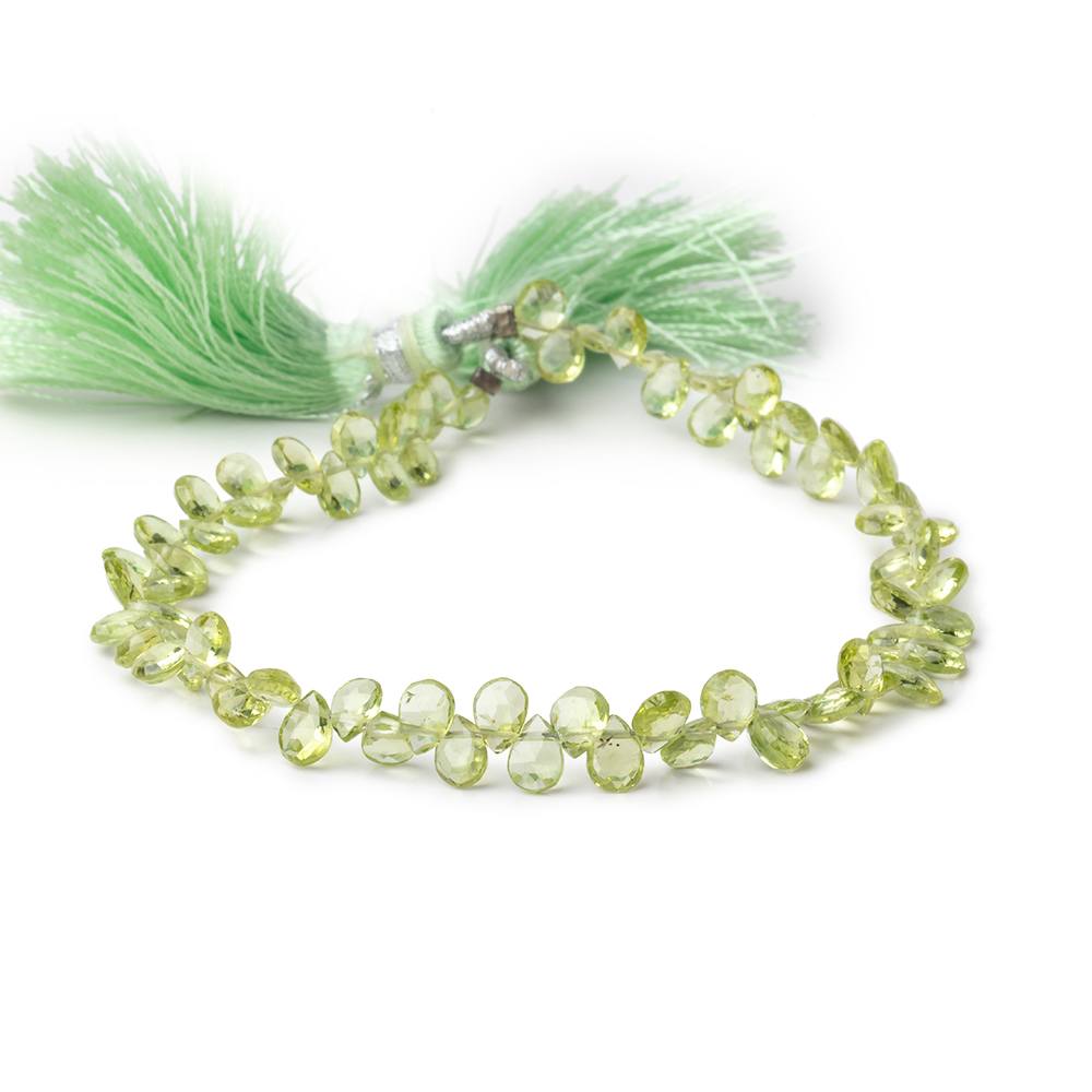 5x4-6x5mm Peridot Faceted Pear Beads 8 inch 75 pieces - Beadsofcambay.com