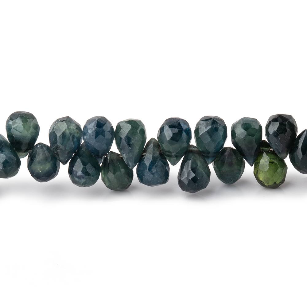 5x4-7x4mm Blue & Green Sapphire Faceted Tear Drop Beads 9 inch 100 pieces - Beadsofcambay.com