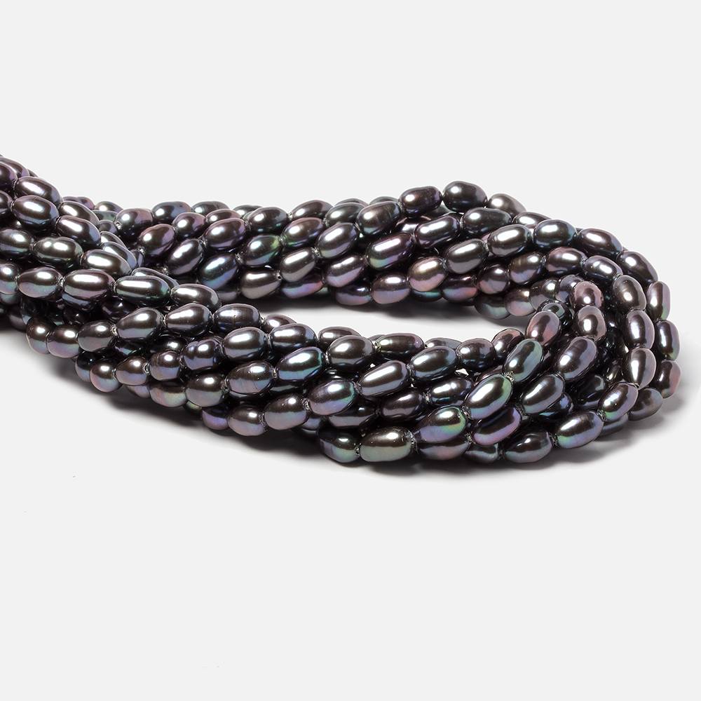 5x4-7x4mm Grey Peacock straight drilled oval pearls 15.5 inch 57 pieces - Beadsofcambay.com