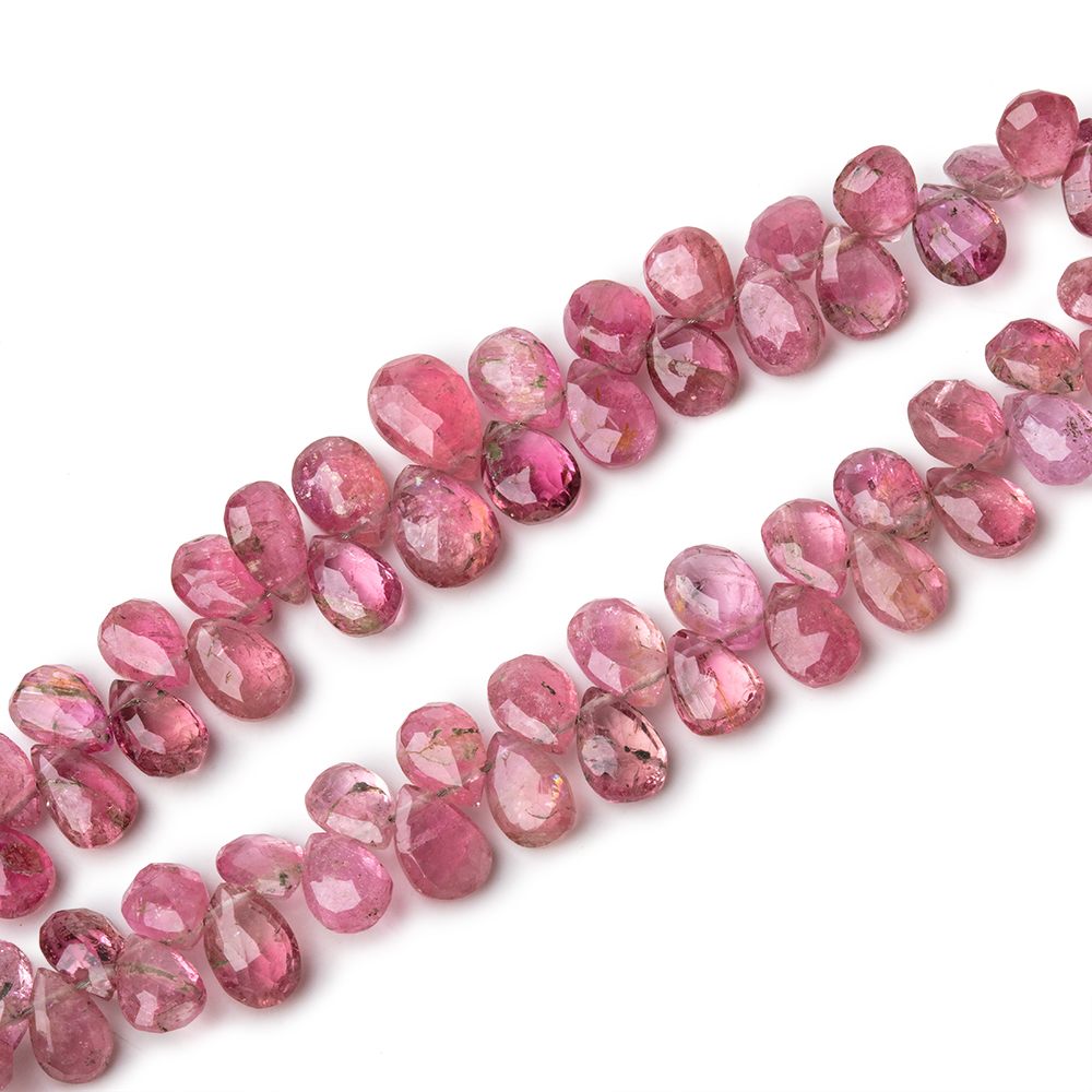 5x4-7x5mm Pink Tourmaline Faceted Pears Lot of Two Strands with 94 Beads - Beadsofcambay.com
