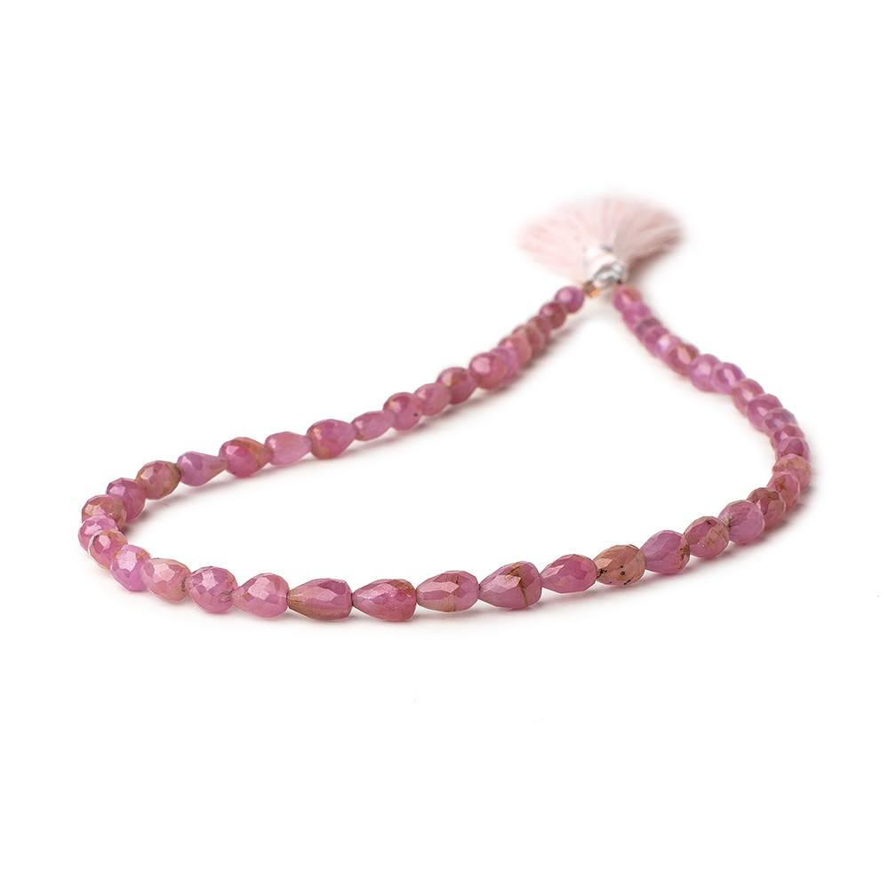 5x4-7x5mm Ruby Straight drilled Tear Drop Beads 12 inch 49 pieces - Beadsofcambay.com