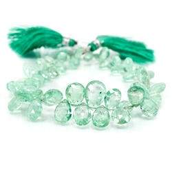 5x4-9x6mm Emerald Faceted Pear Beads 8 inch 68 pieces - Beadsofcambay.com