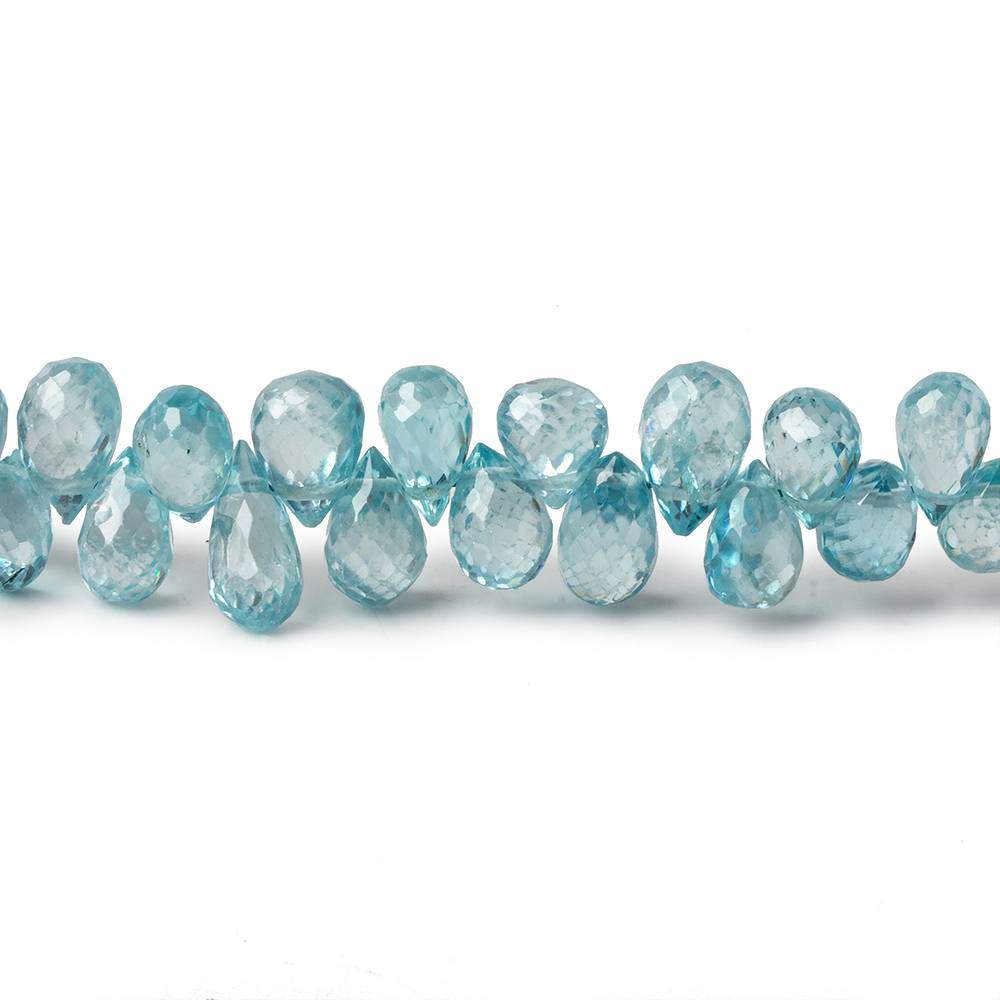 5x4mm - 7x5mm Blue Zircon Faceted Tear Drop Briolettes 8 inch 79 beads AA - Beadsofcambay.com