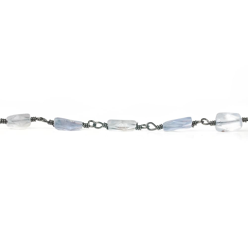 5x4mm Iolite faceted rectangle Black Gold Chain by the foot 27 pieces - Beadsofcambay.com