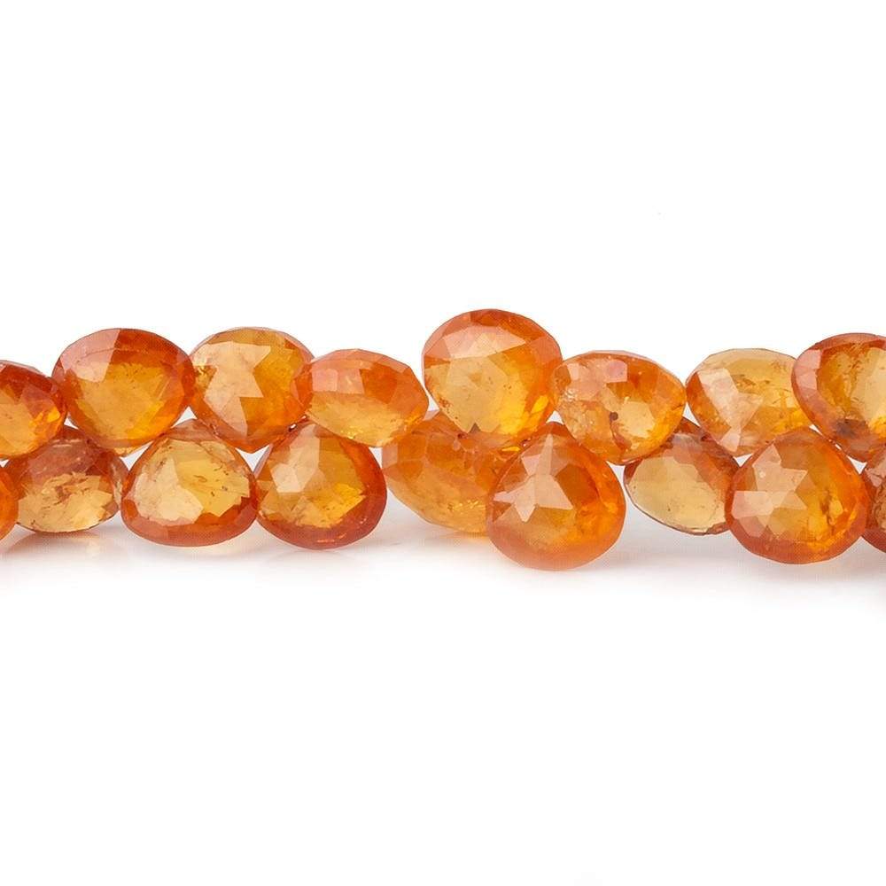 5x5-9x9mm Mandarin Spessartite Garnet heart briolette beads 8 inch 65 pieces - Beadsofcambay.com