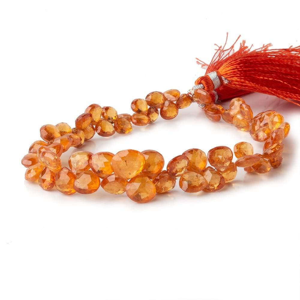 5x5-9x9mm Mandarin Spessartite Garnet heart briolette beads 8 inch 65 pieces - Beadsofcambay.com