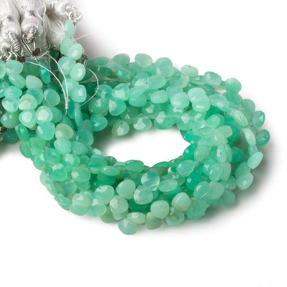 5x5mm Chrysoprase Heart Micro-Briolette Beads 6 inch 54 pieces - Beadsofcambay.com