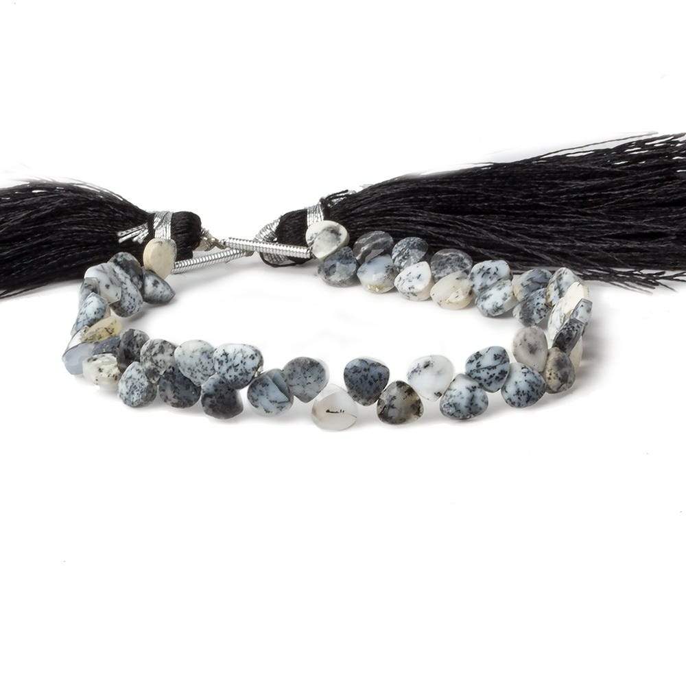 5x5mm Dendritic Opal Heart Micro-Briolette Beads 6 inch 54 pieces - Beadsofcambay.com