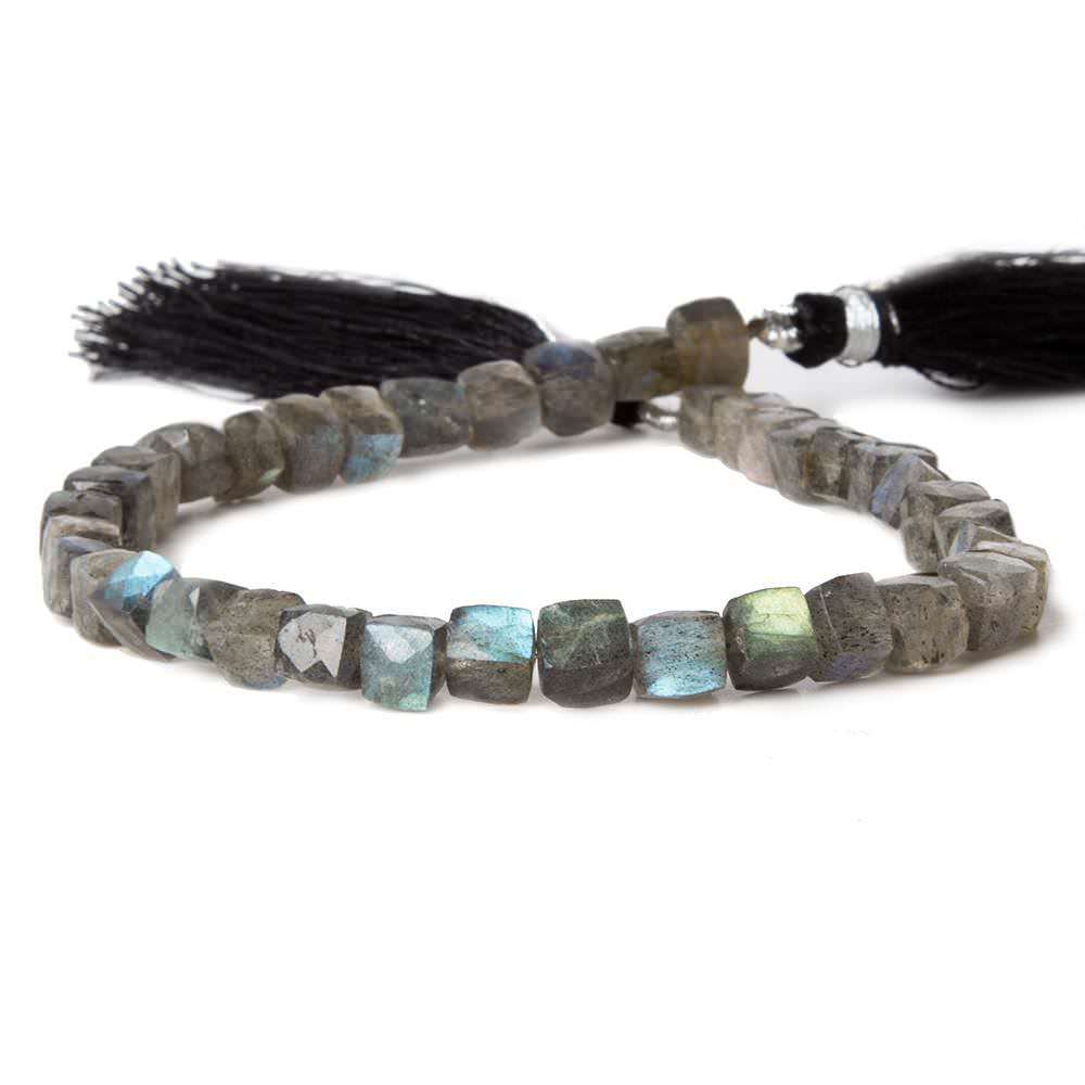 5x5mm Labradorite Faceted Cube Beads 8 inch 34 pieces - Beadsofcambay.com