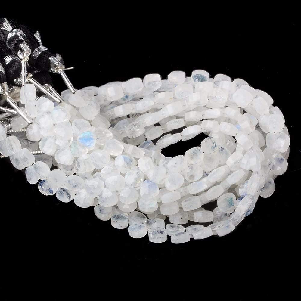 5x5mm Rainbow Moonstone Heart Micro-Briolette Beads 6 inch 54 pieces - Beadsofcambay.com