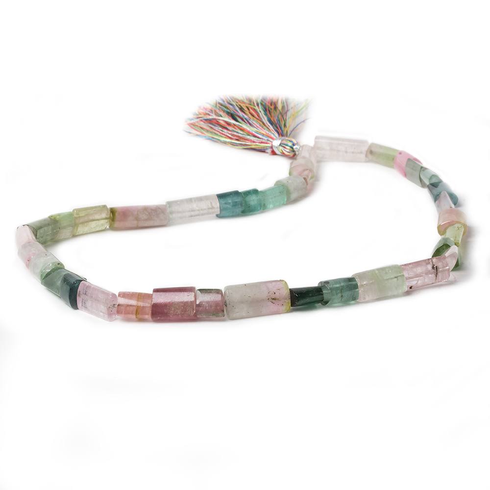 5x6-11x7mm Multi Color Tourmaline plain tube beads 16 inch 37 pieces A Grade - Beadsofcambay.com