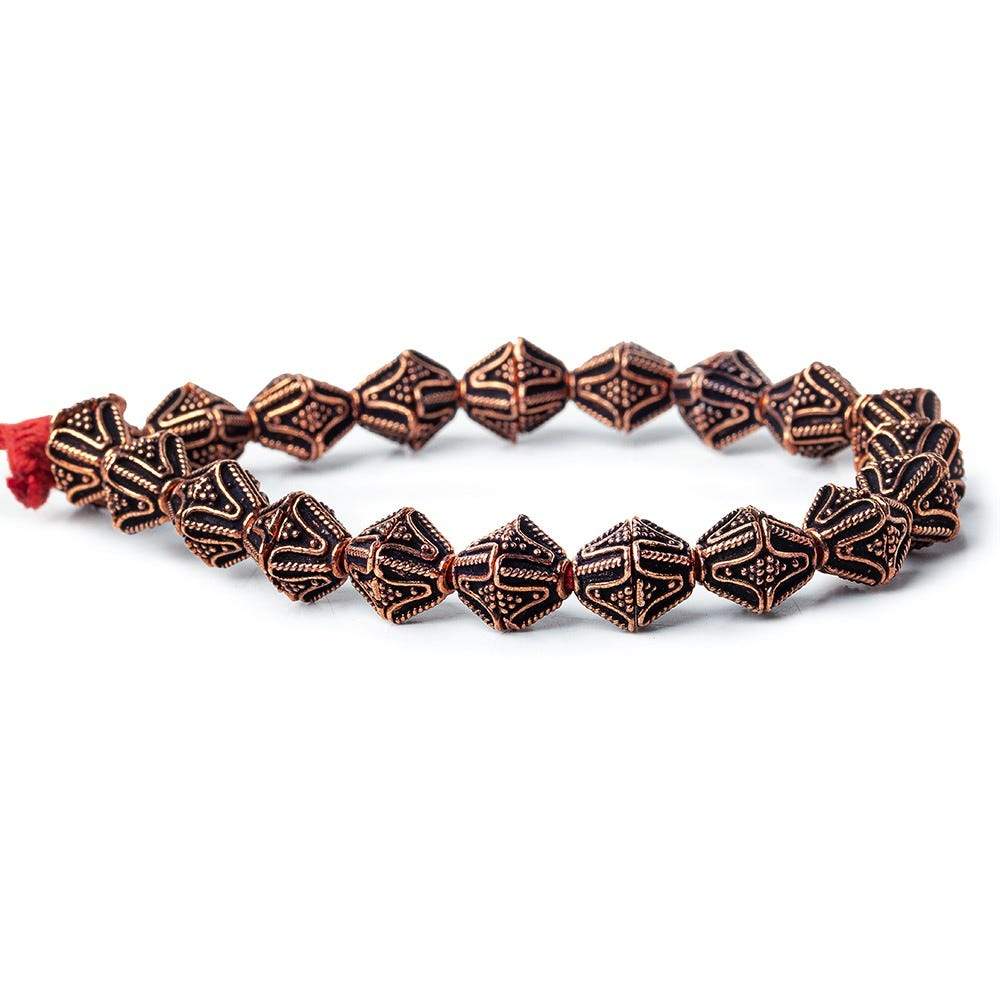 5x8x8mm Copper Bead Cap Pyramid Shape With Granulation 8 inch 40 pcs - Beadsofcambay.com