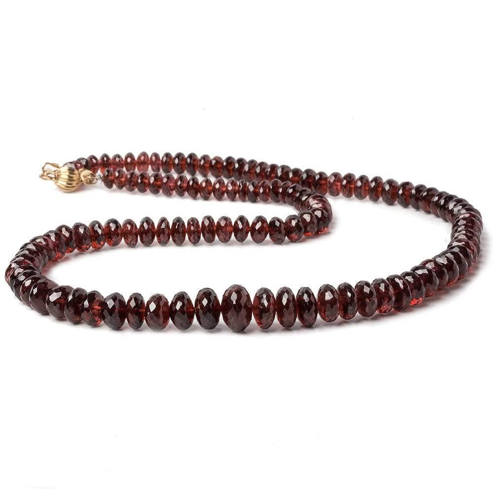 6-10mm Pyrope Garnet faceted rondelle Necklace with 14kt Gold Clasp 18 inch AA - Beadsofcambay.com