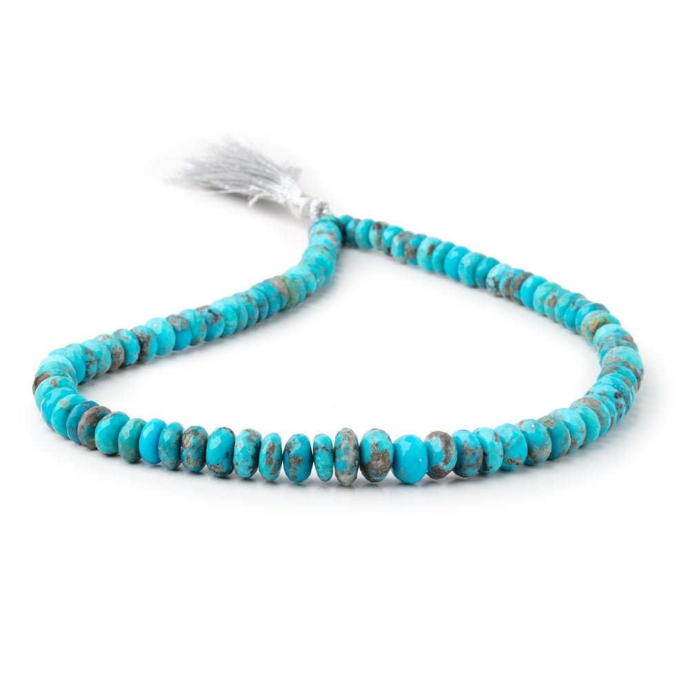 6-10mm Sleeping Beauty Turquoise Faceted Rondelle Beads 16 inch 95 pieces AA - Beadsofcambay.com
