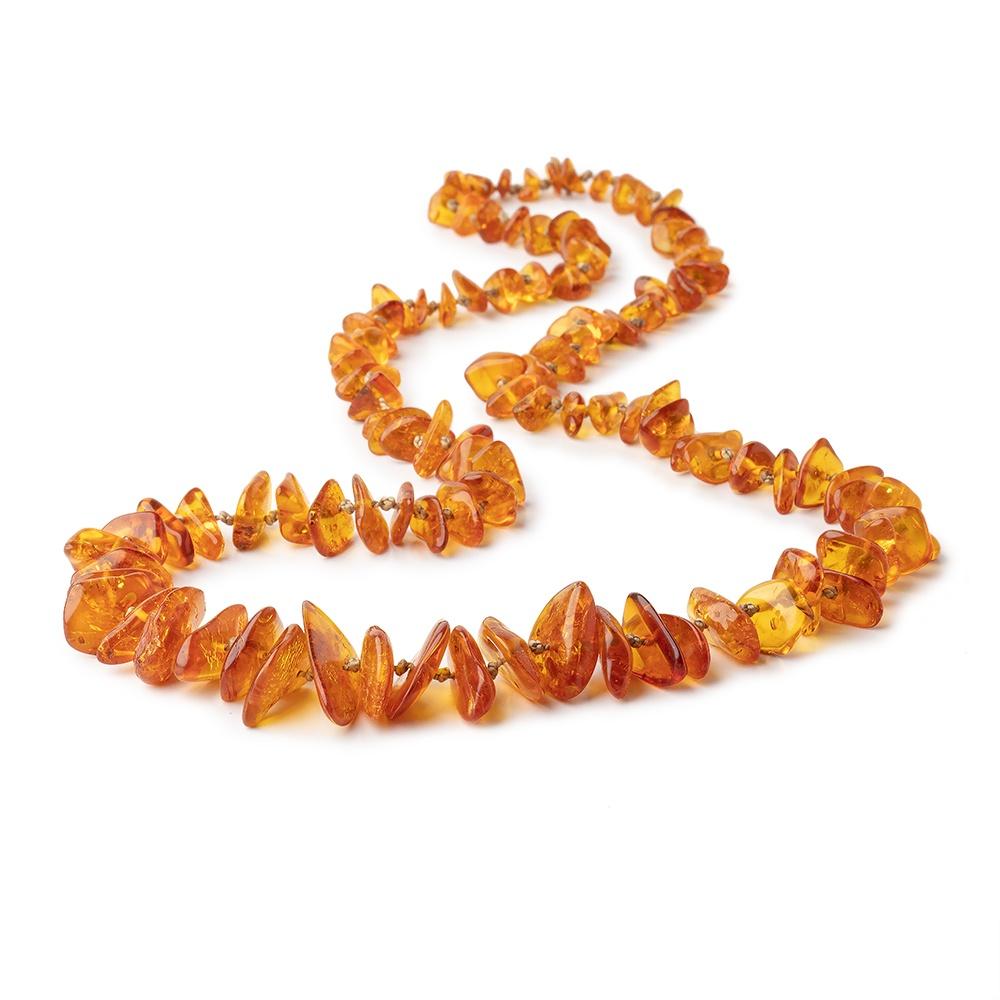 6-24mm Golden Amber Plain Nuggets 28 inch 112 beads - Beadsofcambay.com