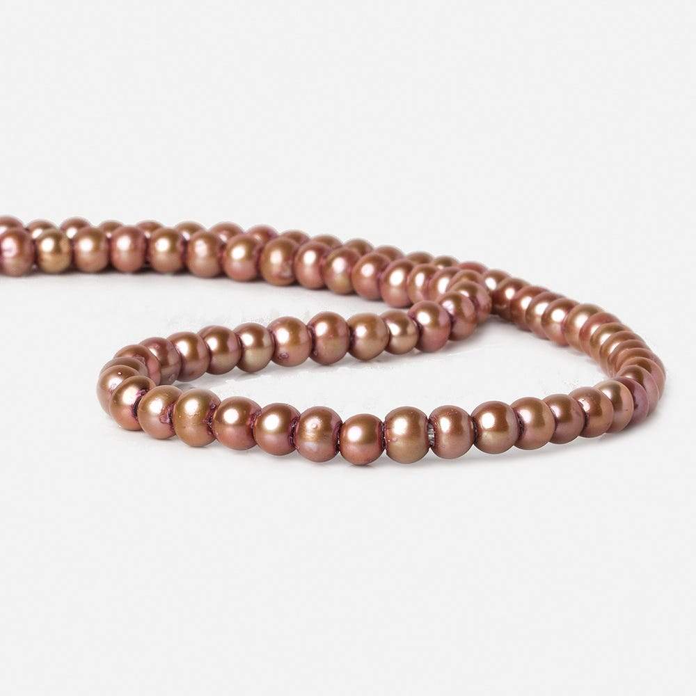 6-6.5mm Dark Rose Champagne Large Hole Off Round Freshwater Pearl 2.5mm drill hole 16 inch 75 pieces - Beadsofcambay.com