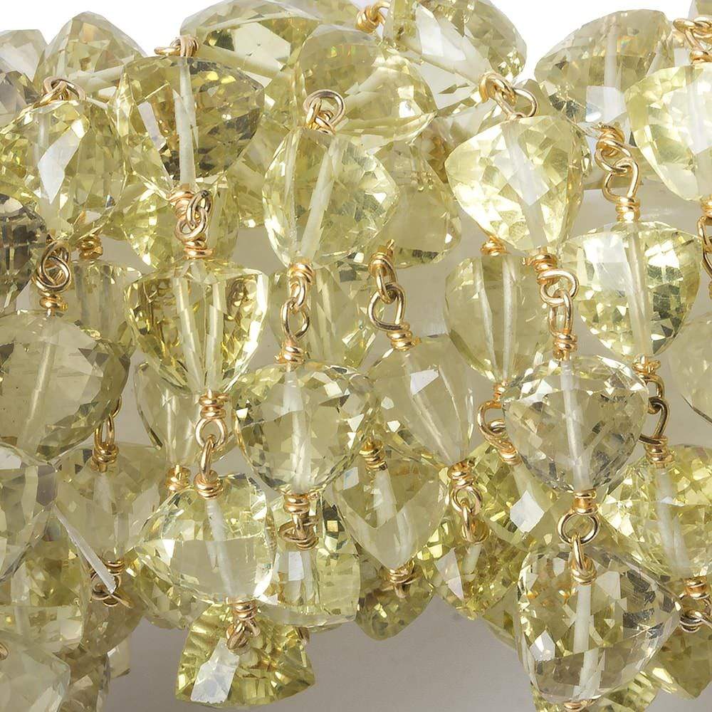 6-7.5mm Lemon Quartz faceted trillion Vermeil Chain by the foot 25 beads - Beadsofcambay.com
