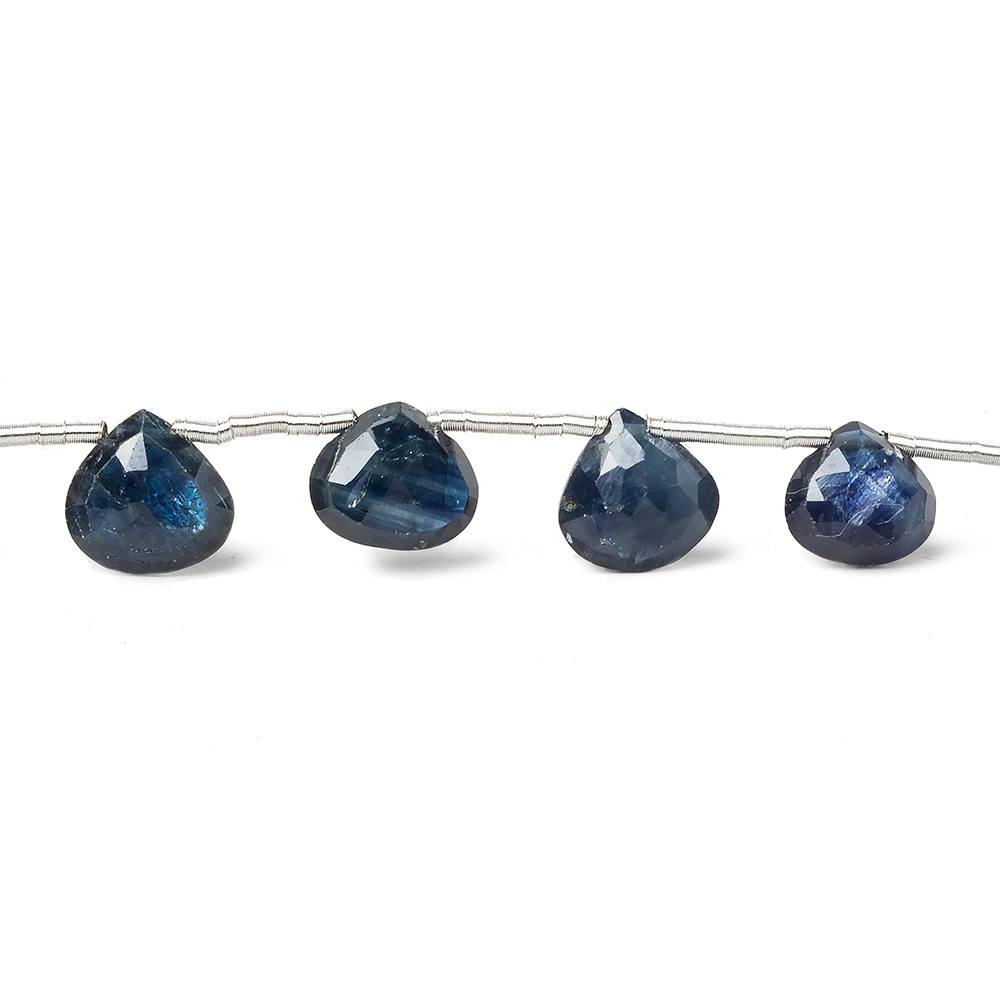6-7mm Blue Sapphire Faceted Heart Briolettes 8 inch 17 beads A - Beadsofcambay.com