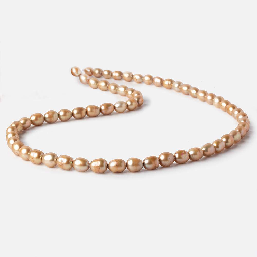 6-7mm Buttery Golden straight drilled oval pearls 15.5 inch 60 pieces - Beadsofcambay.com