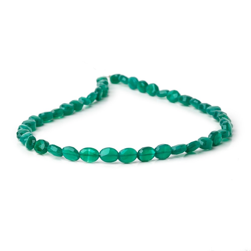 6-7mm Green Chalcedony Faceted Oval Beads 12.5 inch 43 pieces - Beadsofcambay.com