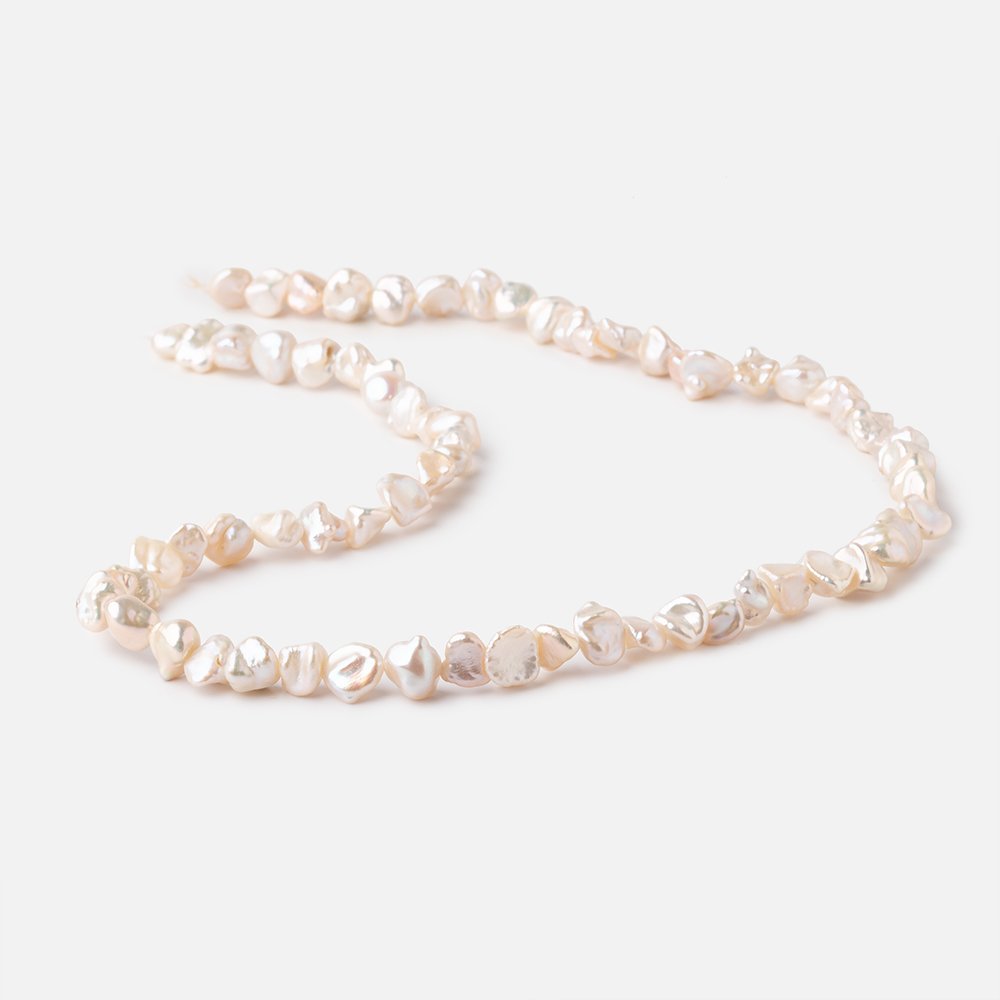 6-7mm Light Peach Side Drilled Keshi Freshwater Pearls 15.5 inch 70 pieces - Beadsofcambay.com