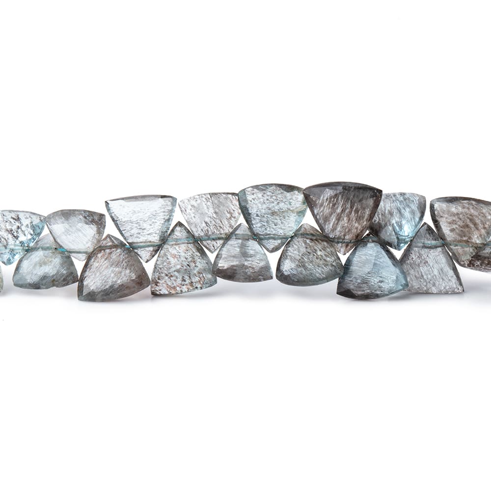 6-7mm Moss Aquamarine Top Drilled Faceted Triangle Beads 7 inch 57 pieces - Beadsofcambay.com