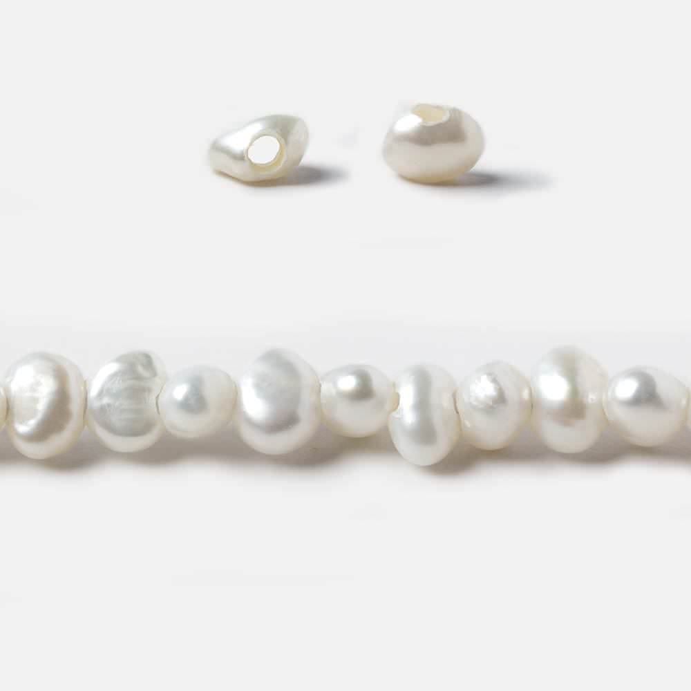 6-7mm Off White Baroque 2.5mm Large Hole Pearls 15 inch 85 pieces - Beadsofcambay.com