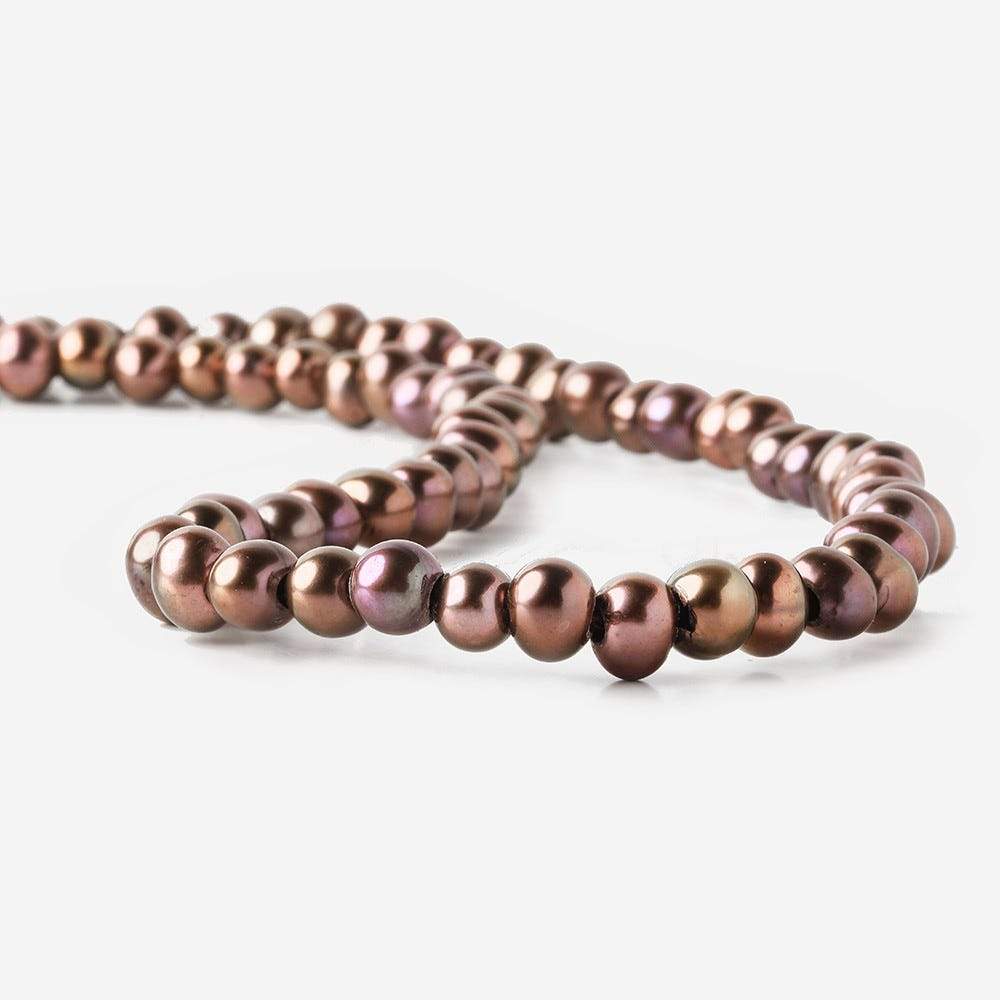 6-7mm Plum Large Hole Off Round Freshwater Pearl 2.5mm drill hole, 15 inch, 75 pieces - Beadsofcambay.com