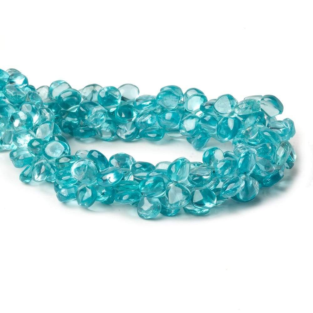 6-7mm Pool Blue Apatite Plain Heart Beads 8.5 inch 60 pieces - Beadsofcambay.com