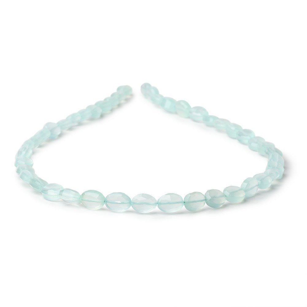 6-7mm Seafoam Blue Chalcedony Faceted Oval Beads 12.5 inch 43 pieces - Beadsofcambay.com
