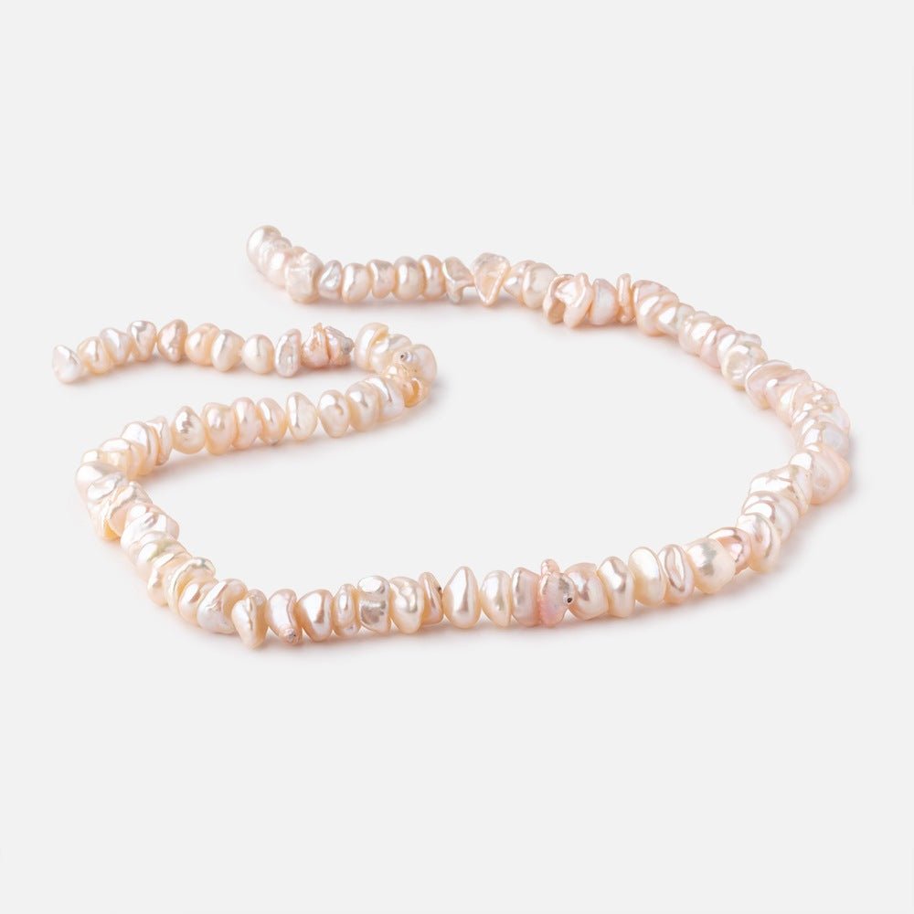 6-7mm Shades of Peach Center Drill Keshi Freshwater Pearls 15.5 inch 94 Beads - Beadsofcambay.com