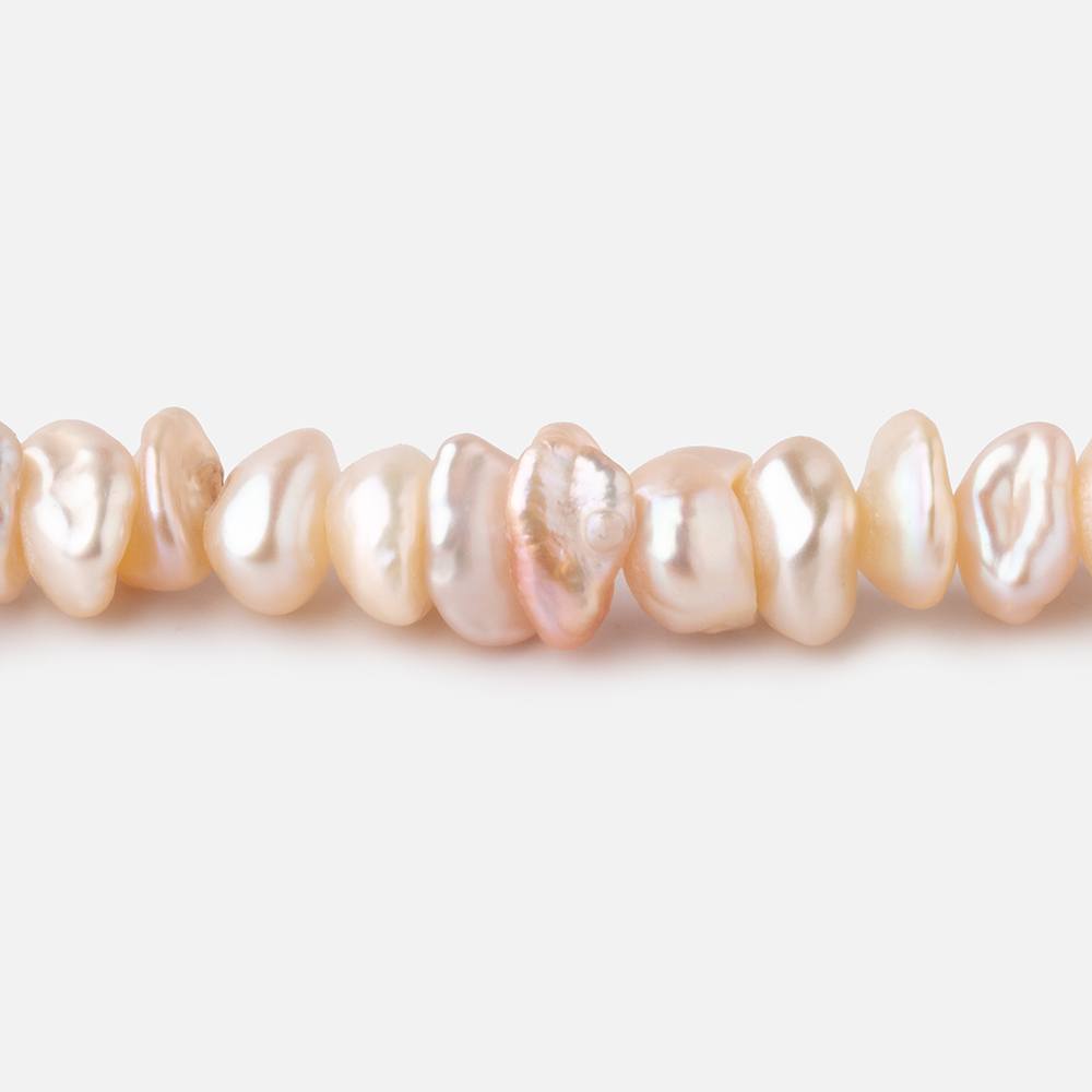 6-7mm Shades of Peach Center Drill Keshi Freshwater Pearls 15.5 inch 94 Beads - Beadsofcambay.com