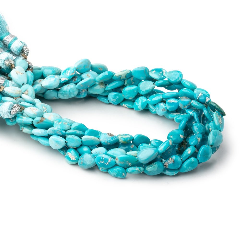 6-7mm Sleeping Beauty Turquoise Plain Pear Beads 7.75 inch 24 pieces - Beadsofcambay.com