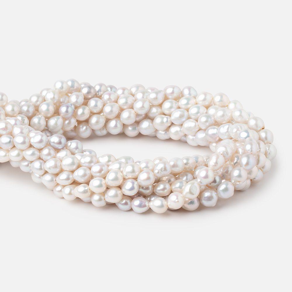 6-8mm White Petite Ultra Baroque Freshwater Pearls 16 inch 54 Beads - Beadsofcambay.com
