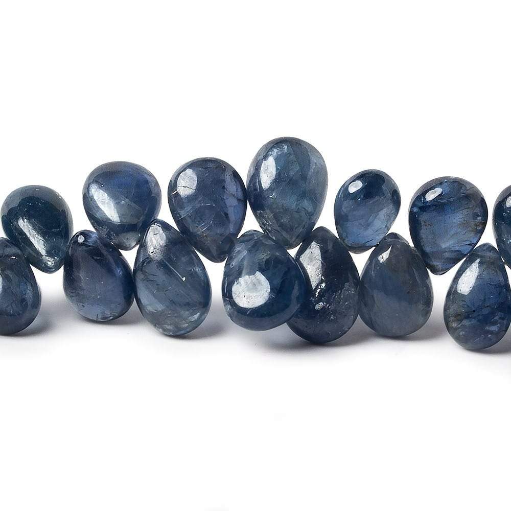6-9mm Sapphire Plain Pear Beads 8 inch 65 pieces - Beadsofcambay.com
