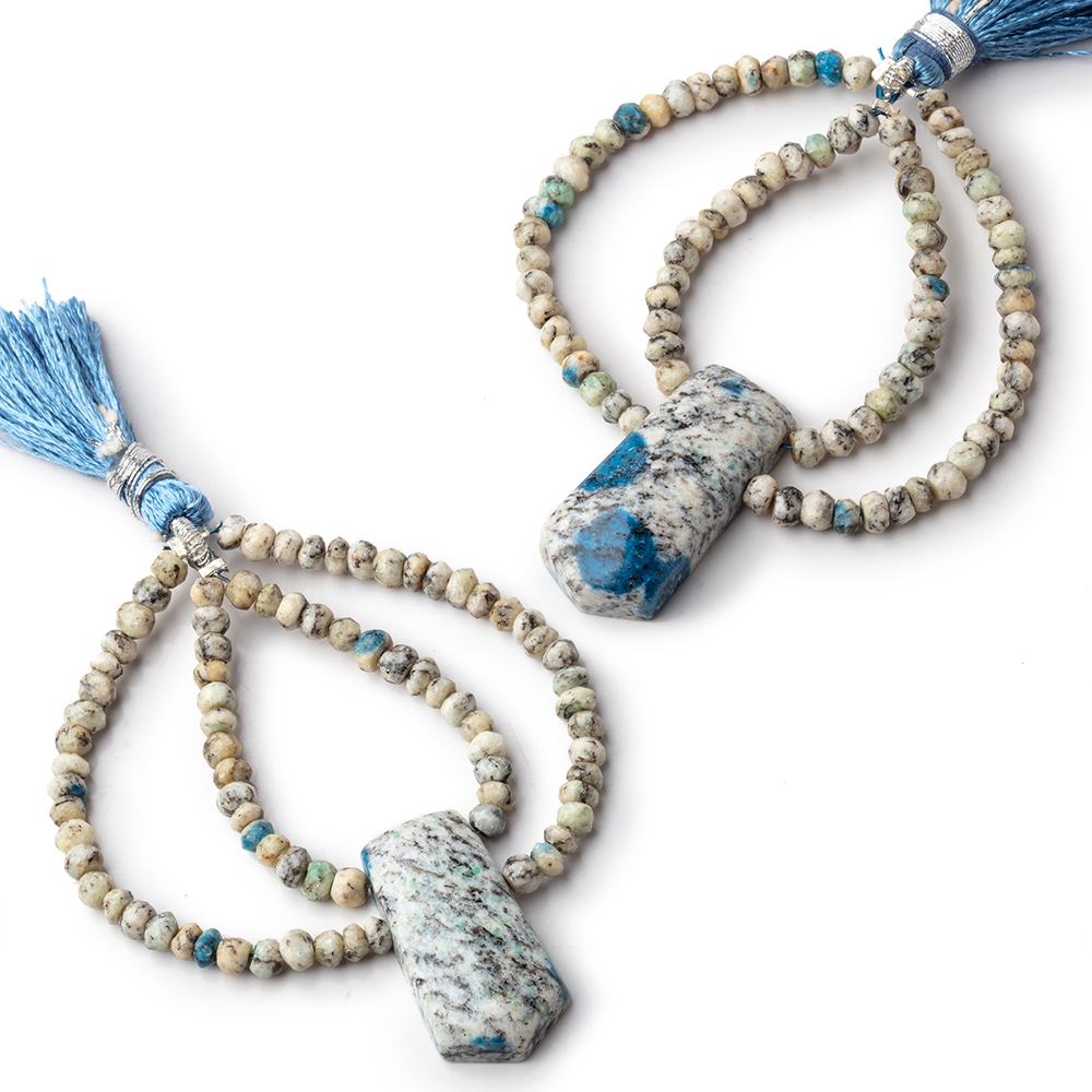 60x50mm K2 Azurite Granite "K2 Jasper" Fancy Focal Beads Set of 2 - Beadsofcambay.com